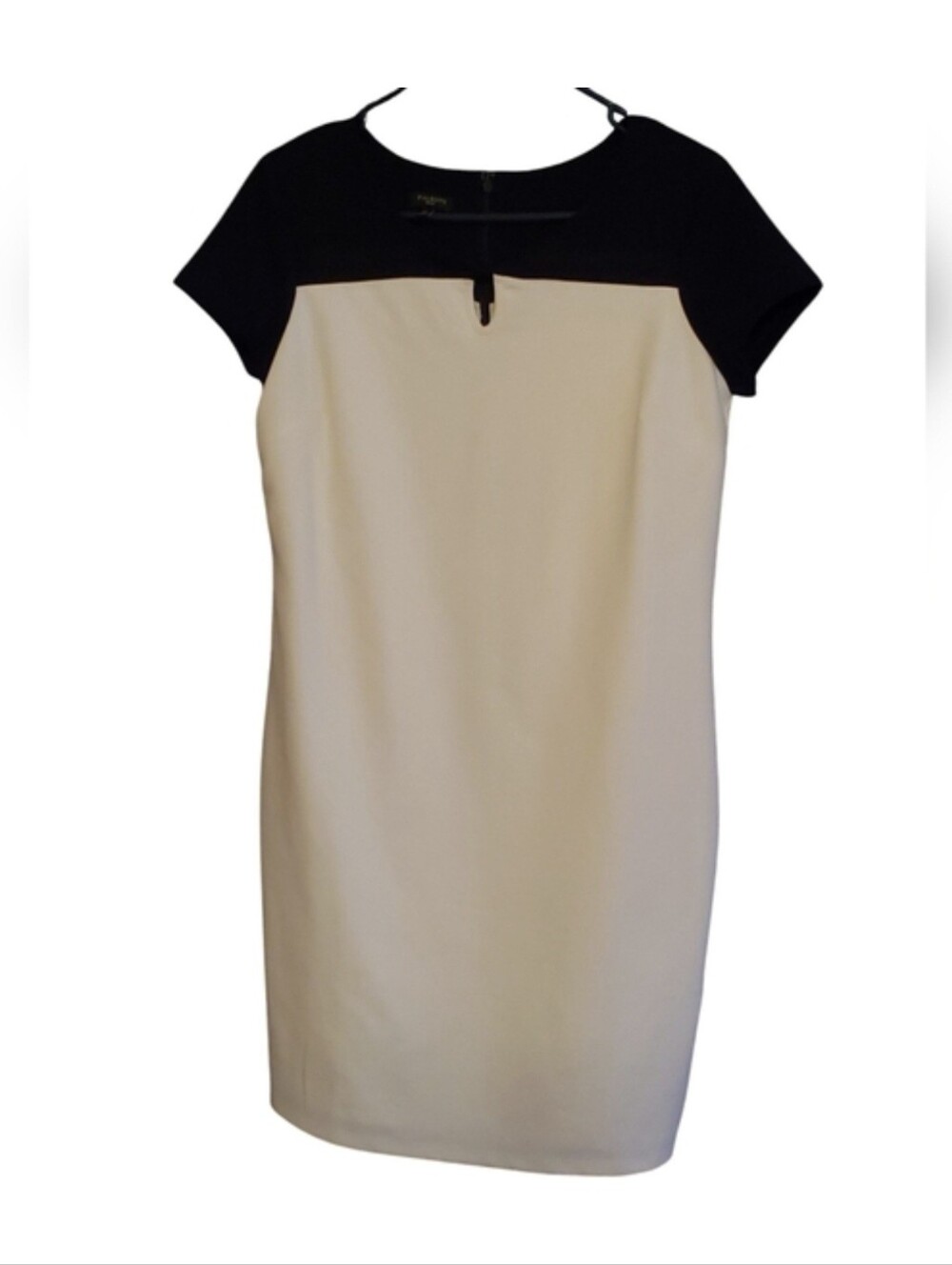 Talbots White & Black Two-Tone Classic Sheath Dress Size 8P - Picture 2 of 4